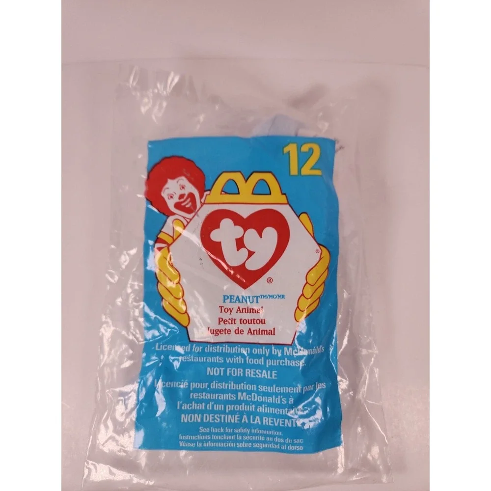 McDonalds Ty Teenie Beanie Baby‎ Peanut the Elephant Blue 1998 Toy 12 New Sealed